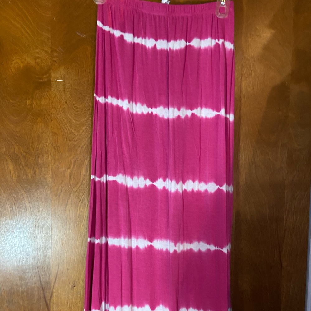 Pink, White Tie Dye Maxi Skirt